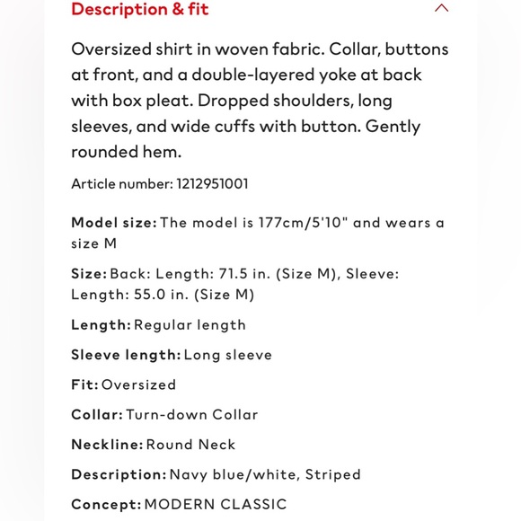 NWT H&M navy white striped oversize woven shirt size small - Picture 8 of 13